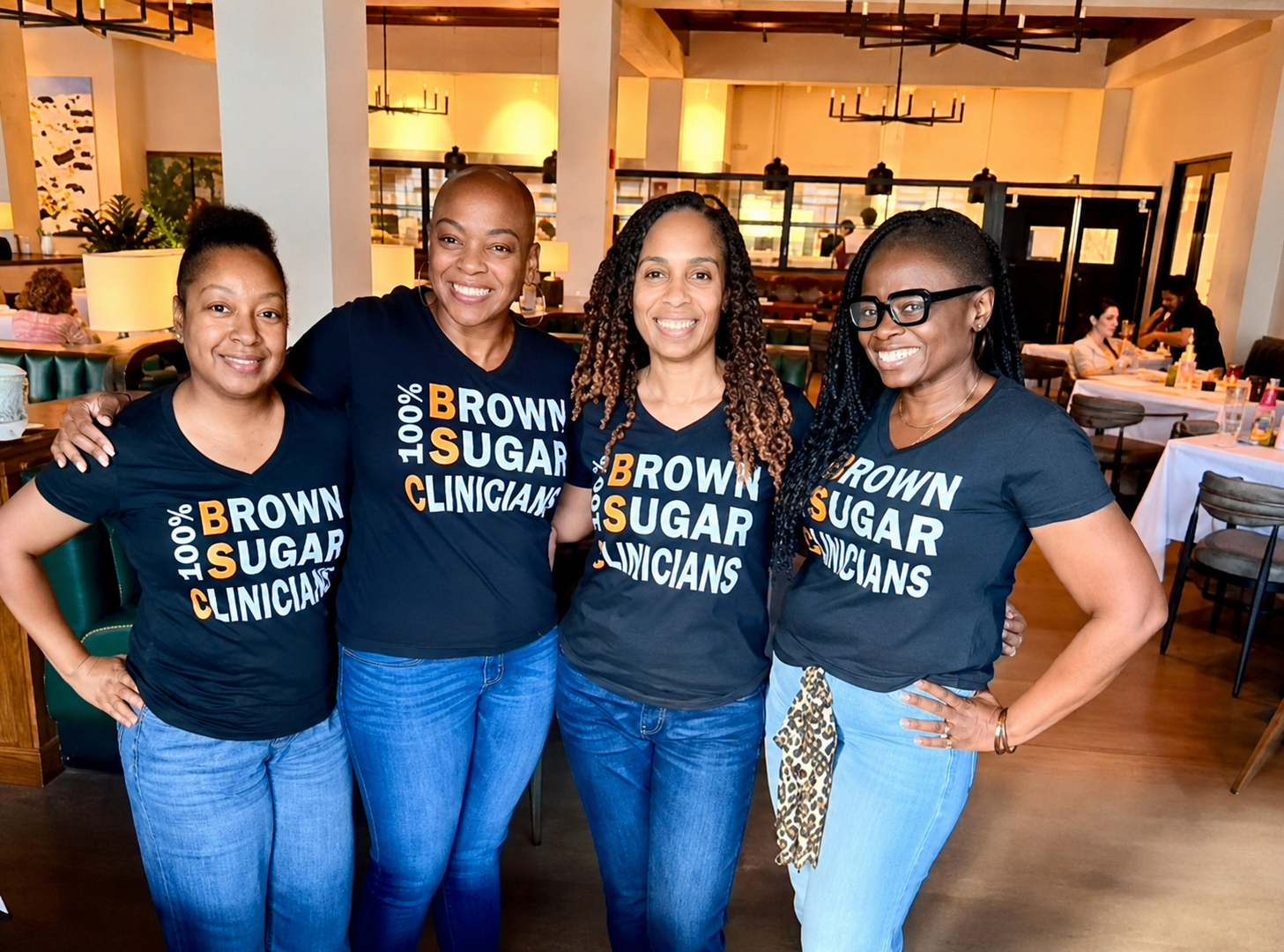 Brown Sugar Clinicians members gathered in matching shirts